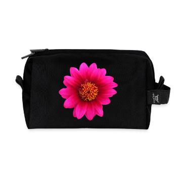 flowers lilies tulips orchids sunflower dahlia ger - Recycled Toiletry Zip Bag - black - Front