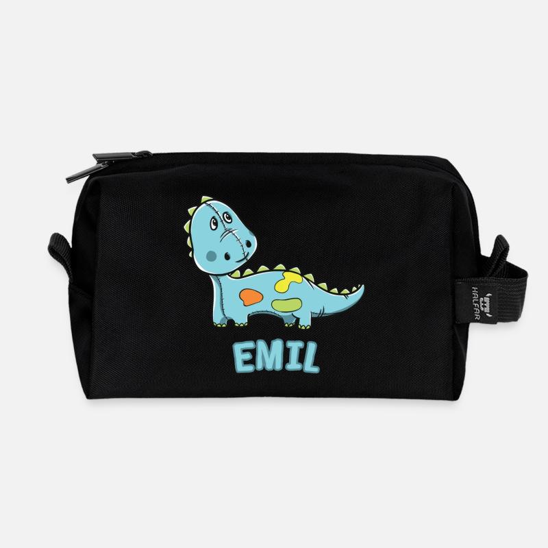 Dinosaurier lustig Kind Emil Geschenk Geburtstag - Recycelte Kulturtasche - Schwarz