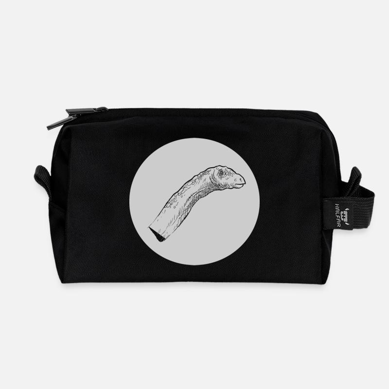 Long-neck Dino dinosaur dinosaur - Recycled Toiletry Zip Bag - black
