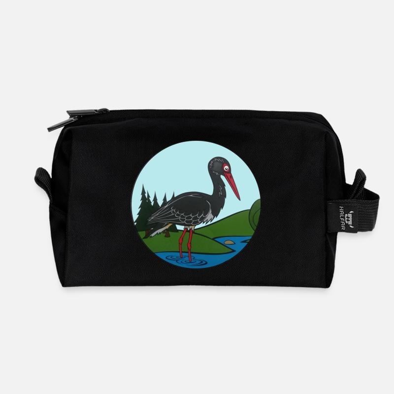 Schwarzstorch im Kreis - Recycelte Kulturtasche - Schwarz