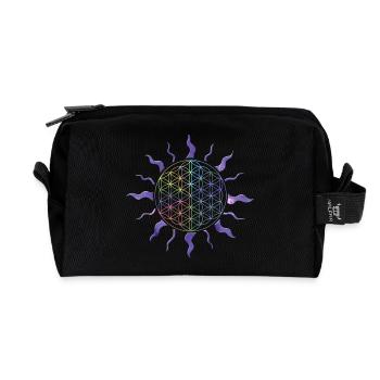 Blume des Lebens Sonne Mandala Regenbogen - Recycelte Kulturtasche - Schwarz - Vorne