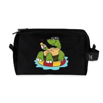 Summer tortoise turtles reptiles - Recycled Toiletry Zip Bag - black - Front