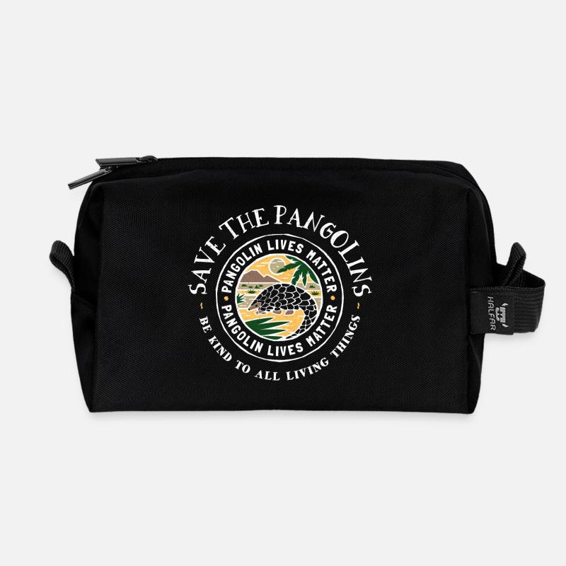 Save The Pangolin - Pangolins Lives Matter - Recycled Toiletry Zip Bag - black