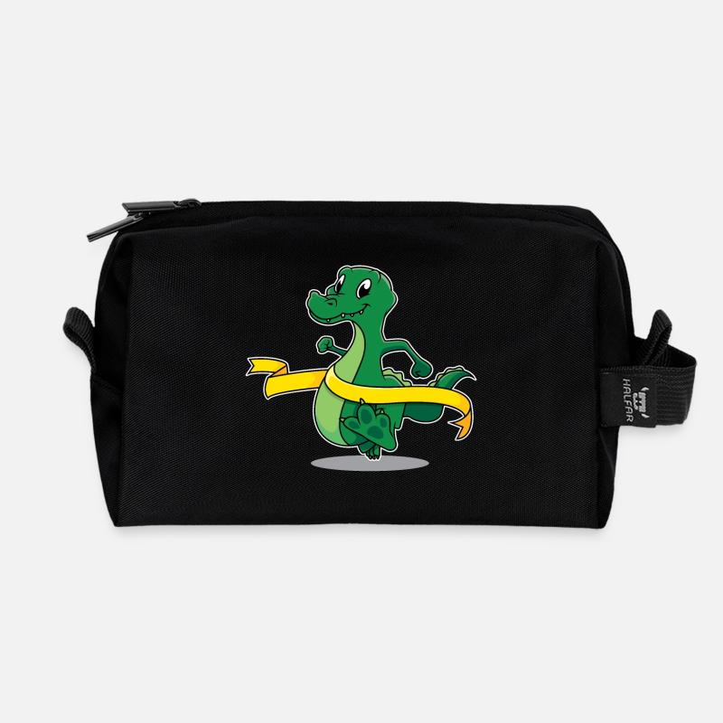 Marathon-Krokodil - Recycelte Kulturtasche - Schwarz