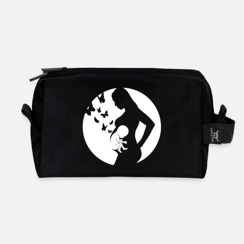 Mutter - Baby - Schwangerschaft - Recycelte Kulturtasche - Schwarz