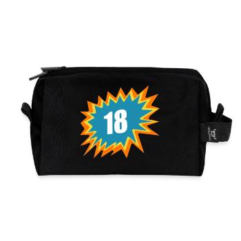18 colorful, 18, 18. GB, of age - Recycled Toiletry Zip Bag - black - Front
