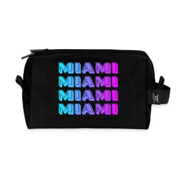 Motif de dégradé néon de Miami - Trousse de toilette en tissu recyclé - noir - Devant