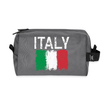 Italy Brushstroke Flag - Recycled Toiletry Zip Bag - anthracite - Front