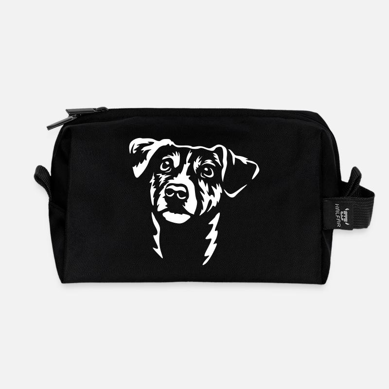 Jack Russel Terrier Kopf "Black Edition" - Recycelte Kulturtasche - Schwarz