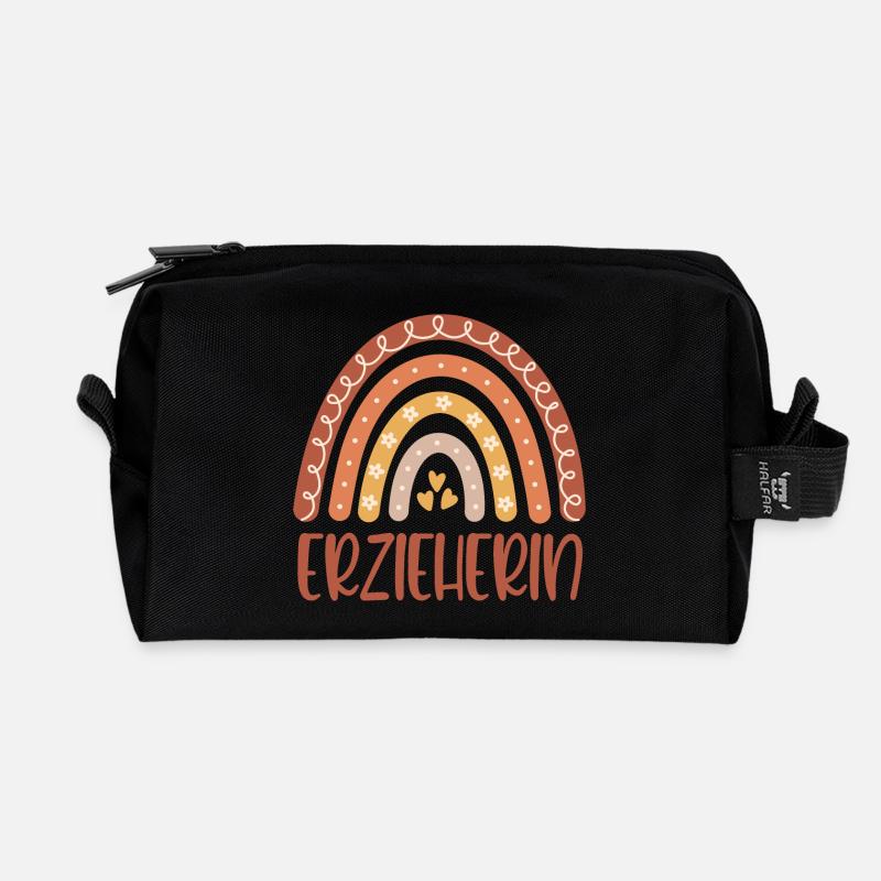 Erzieherin Regenbogen - Recycelte Kulturtasche - Schwarz