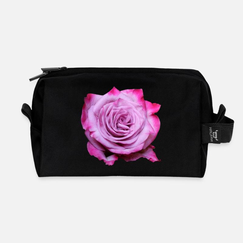 Blume rosa pinke Blume Blumen pink rosa Blumen - Recycelte Kulturtasche - Schwarz