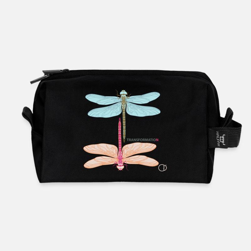 Libellen und Transformation by CD - Recycelte Kulturtasche - Schwarz