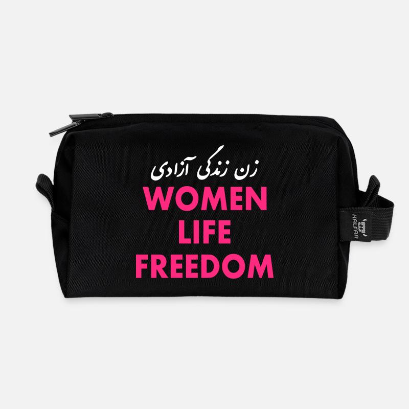 Women life freedom - Recycelte Kulturtasche - Schwarz