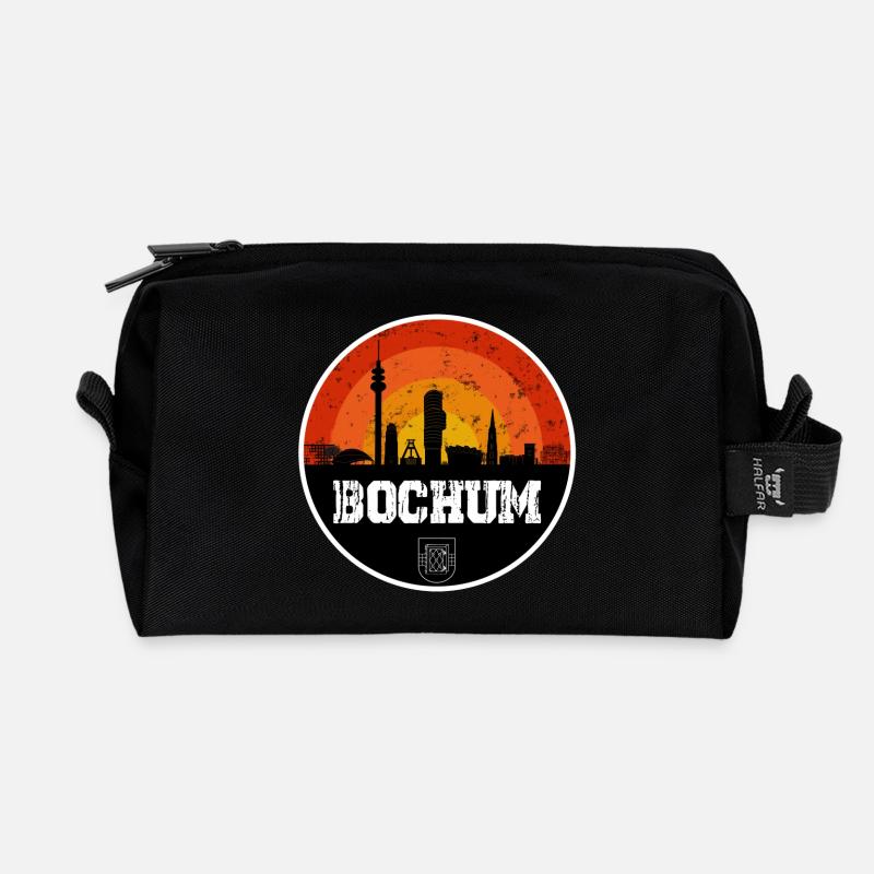 Bochum Skyline mit Wappen - Recycelte Kulturtasche - Schwarz