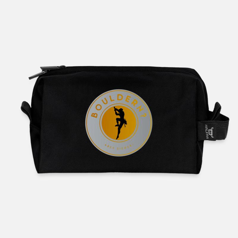 Bouldern: Kletter-Silhouette, Boulder-Queen - Recycelte Kulturtasche - Schwarz