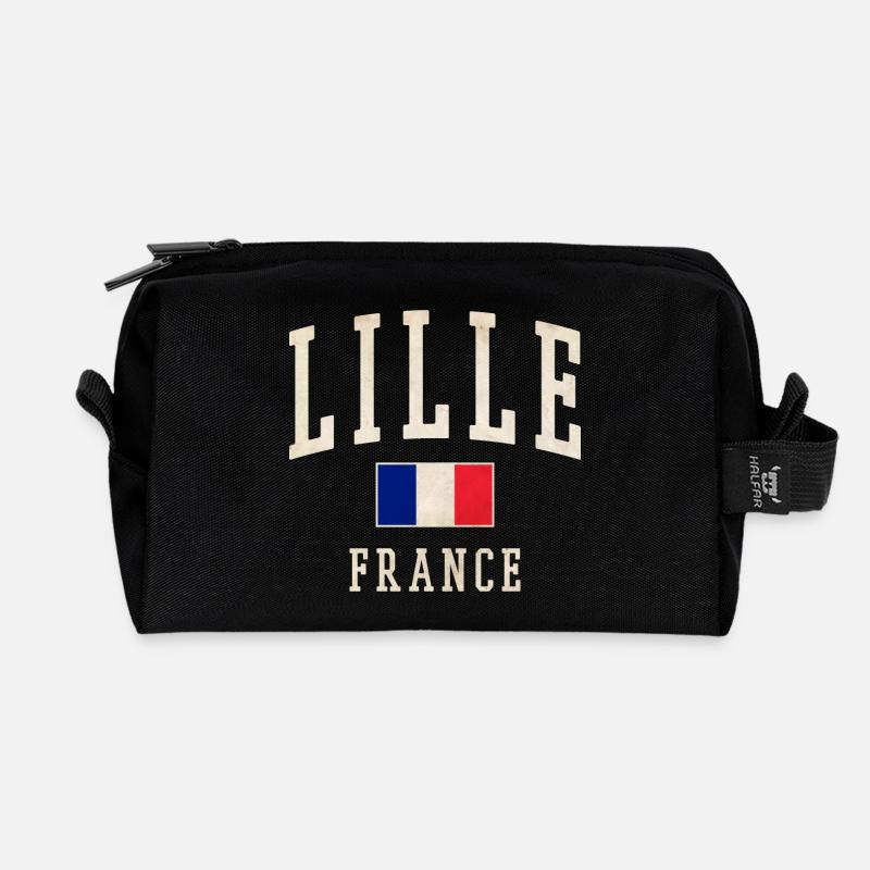 Lille Frankreich Vintage Logo - Recycelte Kulturtasche - Schwarz