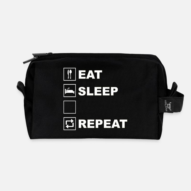Eat Sleep Repeat Icon Layout - Recycelte Kulturtasche - Schwarz