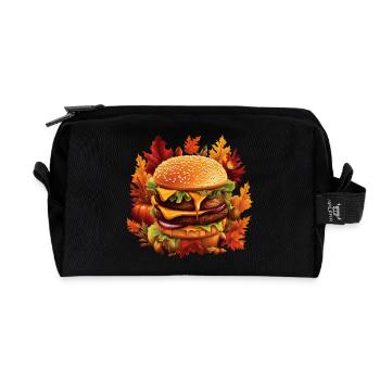 Autumn hamburger: fast food in the foliage - Recycled Toiletry Zip Bag - black - Front