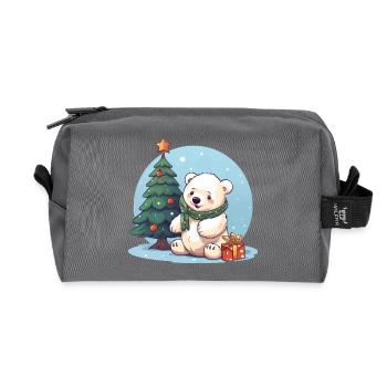 Christmas polar bear on the Christmas tree: Winter sun - Recycled Toiletry Zip Bag - anthracite - Front