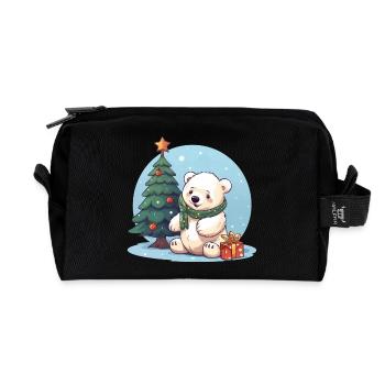 Weihnachtseisbär am Tannenbaum: Winterlicher Sonne - Recycelte Kulturtasche - Schwarz - Vorne