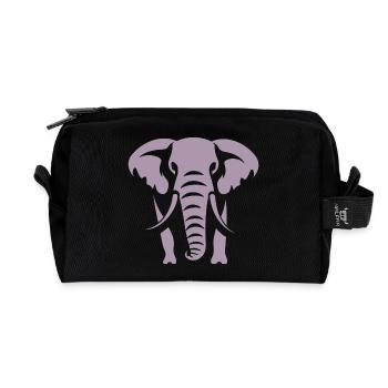 Elephant Silhouette White Logo - Recycled Toiletry Zip Bag - black - Front