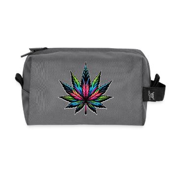 Design psychédélique au néon du cannabis - Trousse de toilette en tissu recyclé - anthracite - Devant