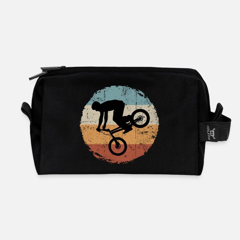 BMX Silhouette Retro Sonnenuntergang - Recycelte Kulturtasche - Schwarz