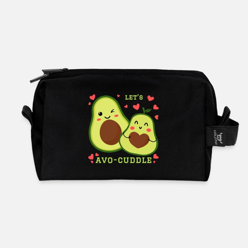 Lets Avo-Cuddle Avocado Kuscheln Kawaii Cartoon - Recycelte Kulturtasche - Schwarz
