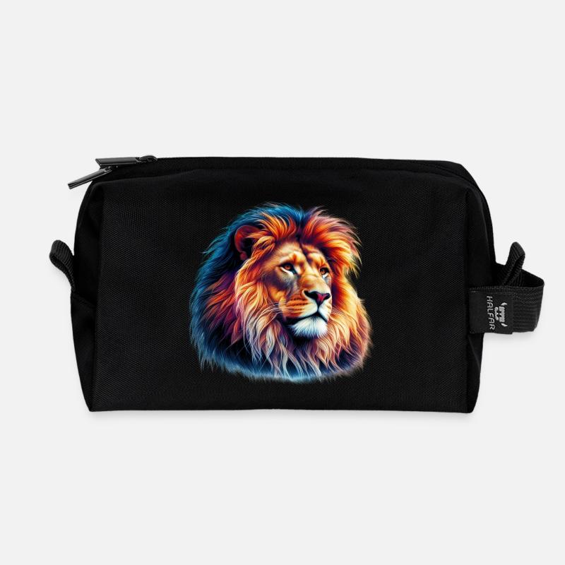 Löwe - Recycelte Kulturtasche - Schwarz