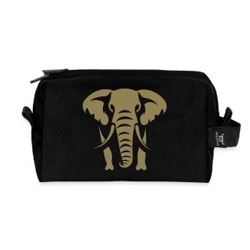 Elephant Silhouette - Recycled Toiletry Zip Bag - black - Front