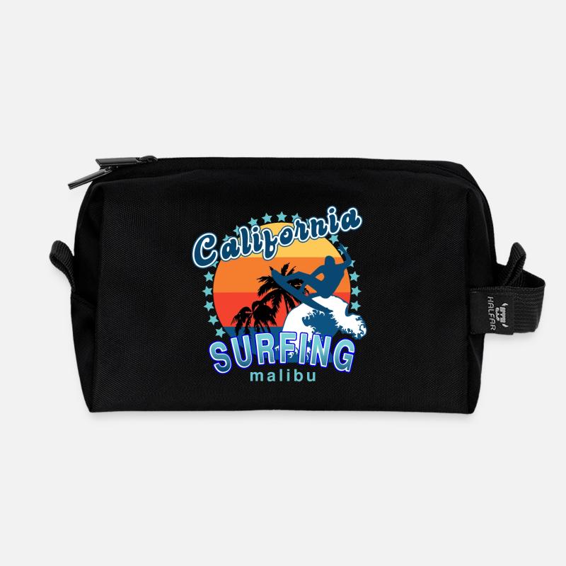 Kalifornisches Surfen in Malibu. - Recycelte Kulturtasche - Schwarz