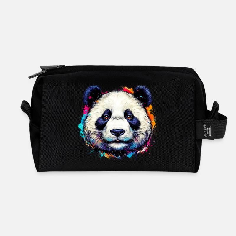 Panda - Trousse de toilette en tissu recyclé - noir
