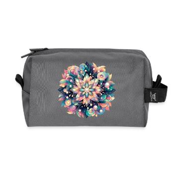 Florales Mandala Meerestiefe Pastell Design - Recycelte Kulturtasche - Anthrazit - Vorne