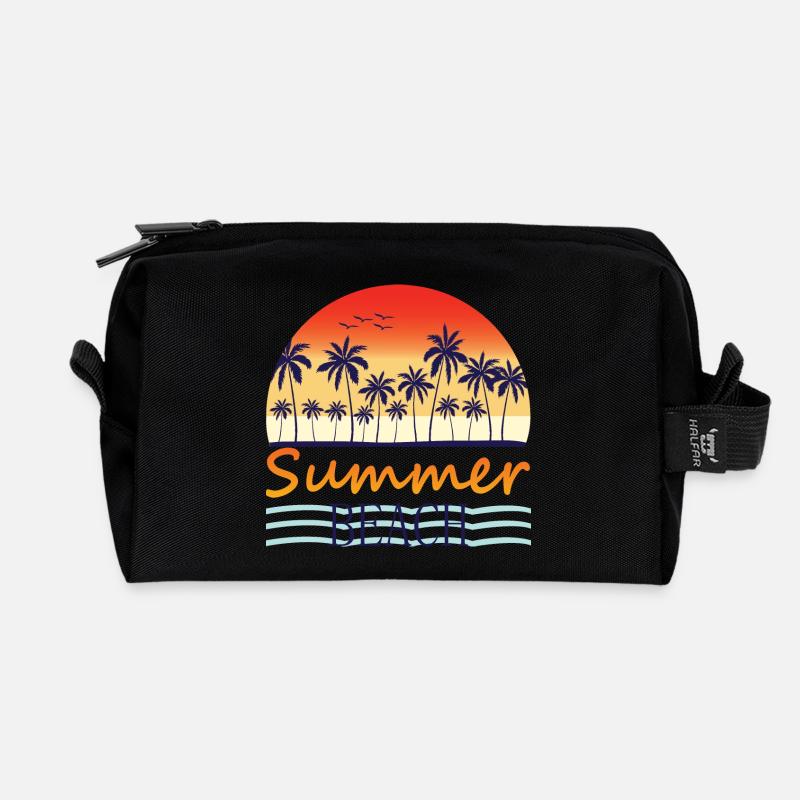 Summer Beach - Recycelte Kulturtasche - Schwarz
