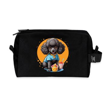 Black poodle at dessert - Recycled Toiletry Zip Bag - black - Front