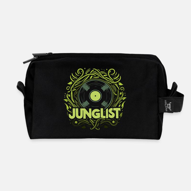 Junglist vinyl record - Recycled Toiletry Zip Bag - black