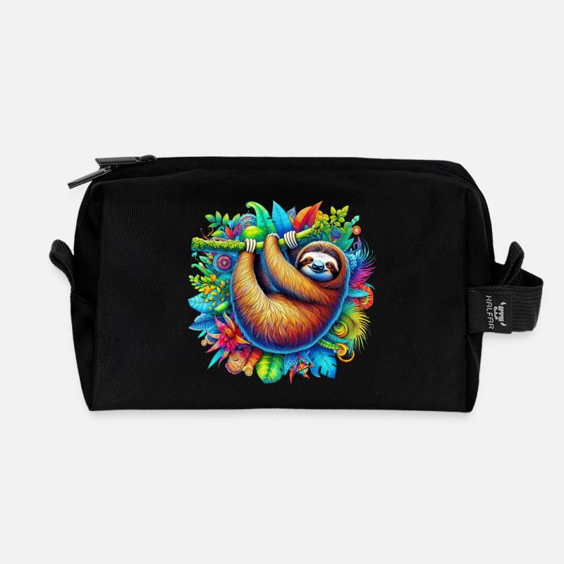 Faultier - Recycelte Kulturtasche - Schwarz