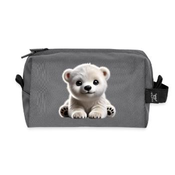 Cute polar bear cub design - Recycled Toiletry Zip Bag - anthracite - Front