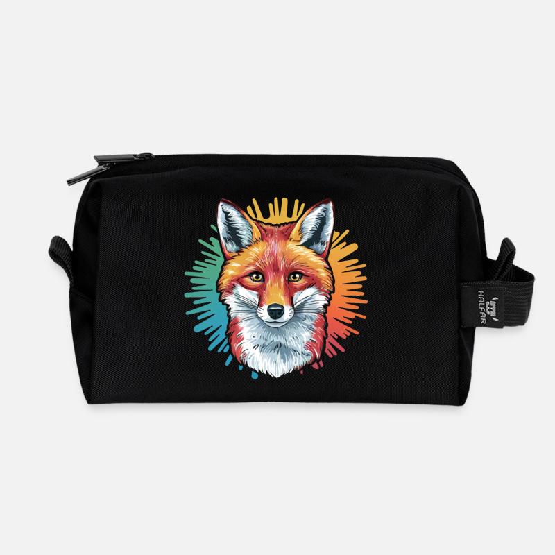 Fuchs - Illustration - Recycelte Kulturtasche - Schwarz