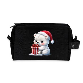 Der Weihnachtseisbär - Recycelte Kulturtasche - Schwarz - Vorne