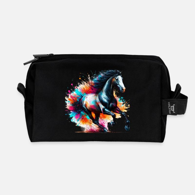 Pferd - Recycelte Kulturtasche - Schwarz