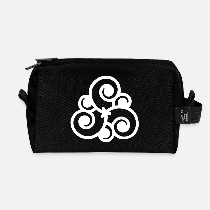 Fleur blanche et nature - Trousse de toilette en tissu recyclé - noir