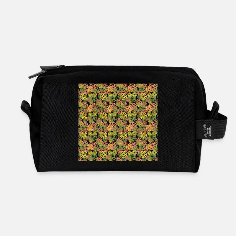 Fruit Lemon Orange Pattern - Recycled Toiletry Zip Bag - black