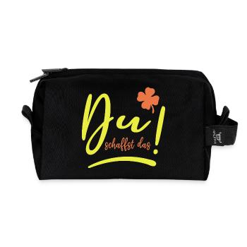 Du schaffst das! - Mut machen - Glücksbringer - Recycelte Kulturtasche - Schwarz - Vorne