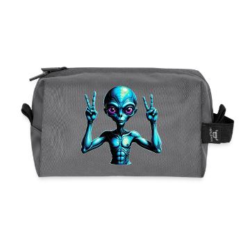 Illustration futuriste du signe de paix extraterrestre - Trousse de toilette en tissu recyclé - anthracite - Devant