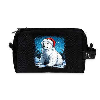 Weihnachtsmann Eisbär - Recycelte Kulturtasche - Schwarz - Vorne