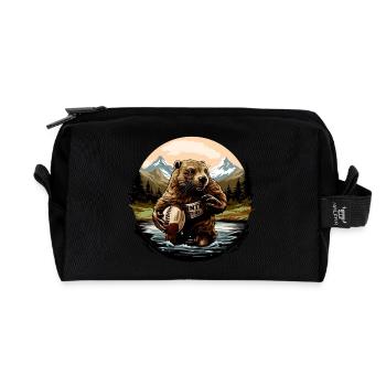 Joueur de rugby Beaver - Trousse de toilette en tissu recyclé - noir - Devant