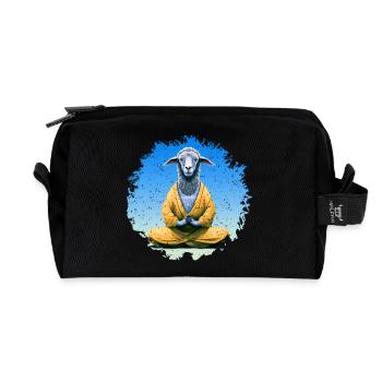 Sheep Yoga / Yogi Sheep - Recycled Toiletry Zip Bag - black - Front