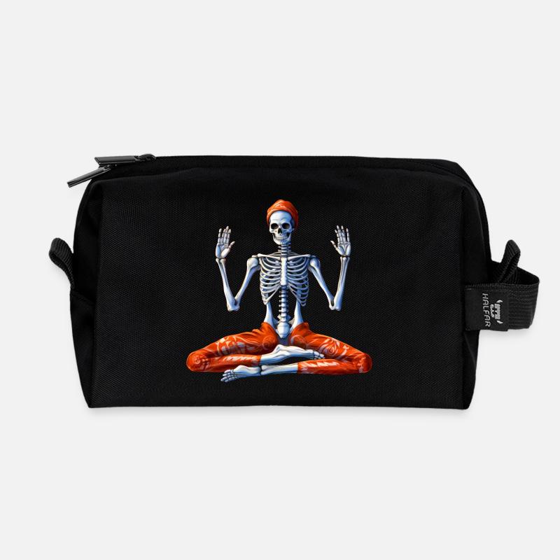 Yoga Skelett - Recycelte Kulturtasche - Schwarz