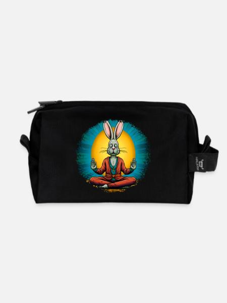 Yoga du lapin de Pâques - Trousse de toilette en tissu recyclé - noir